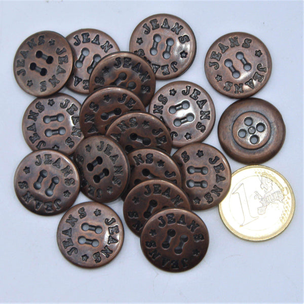Coppery Metal Jeans Button 4 holes #KM44002 - ACCESSOIRES LEDUC BV