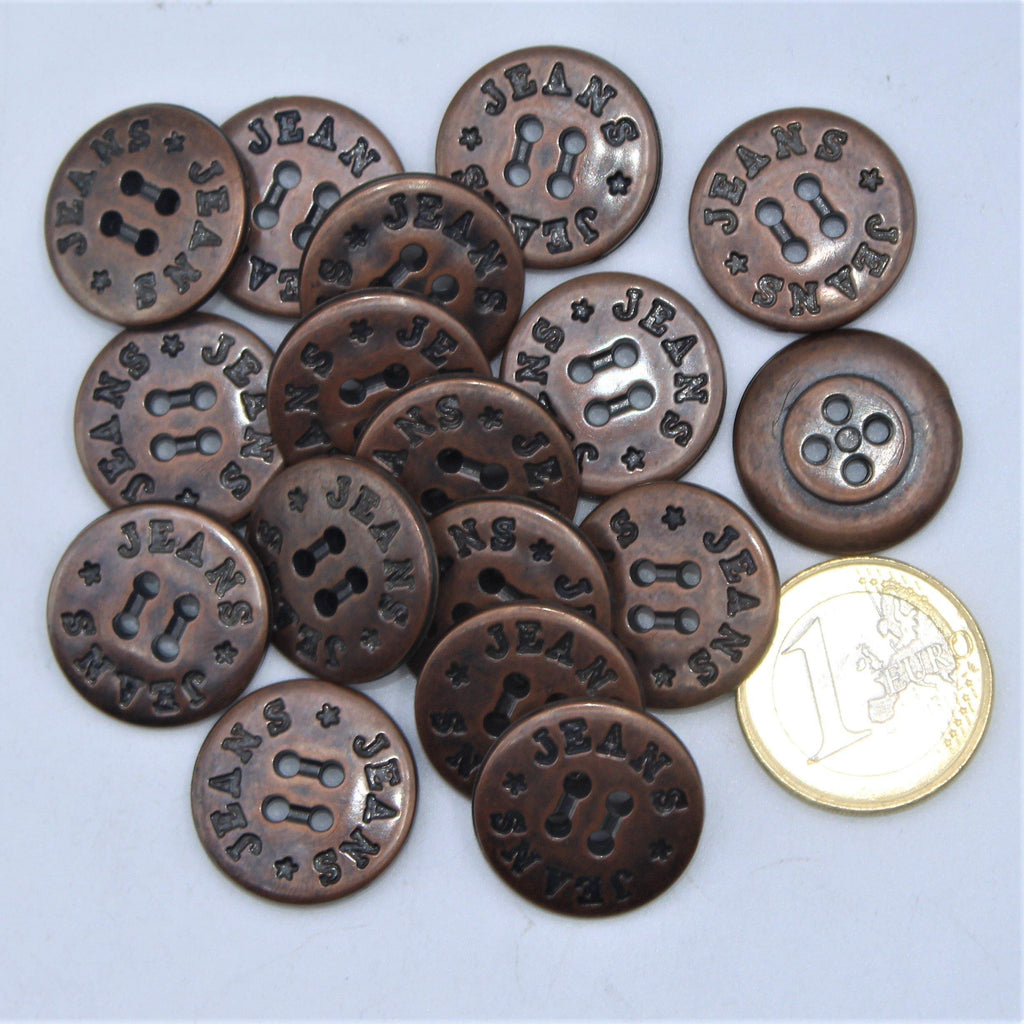 Coppery Metal Jeans Button 4 holes #KM44002 - ACCESSOIRES LEDUC