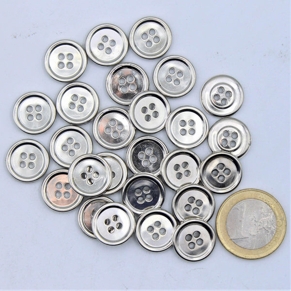 Nickel Metal 4 holes Button #KM440049 - ACCESSOIRES LEDUC BV