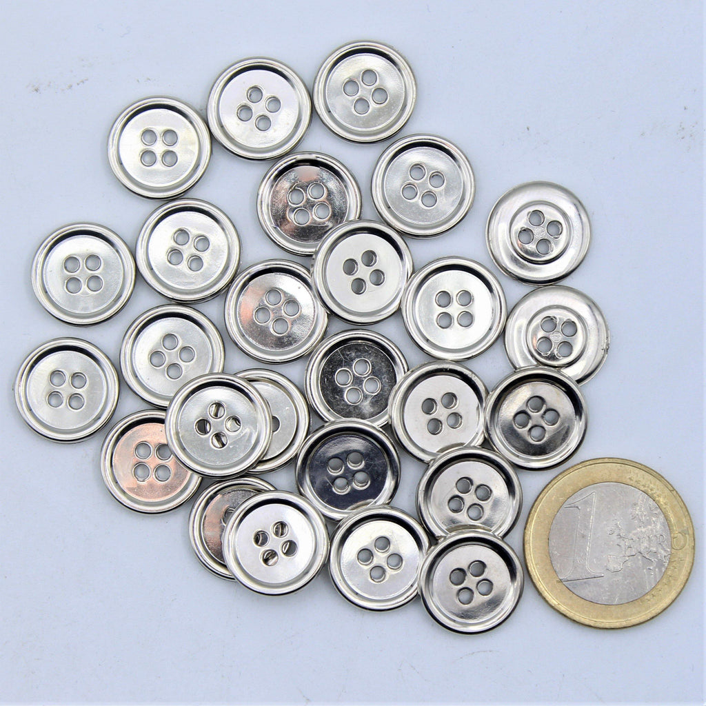 Nickel Metal 4 holes Button #KM440049 - ACCESSOIRES LEDUC