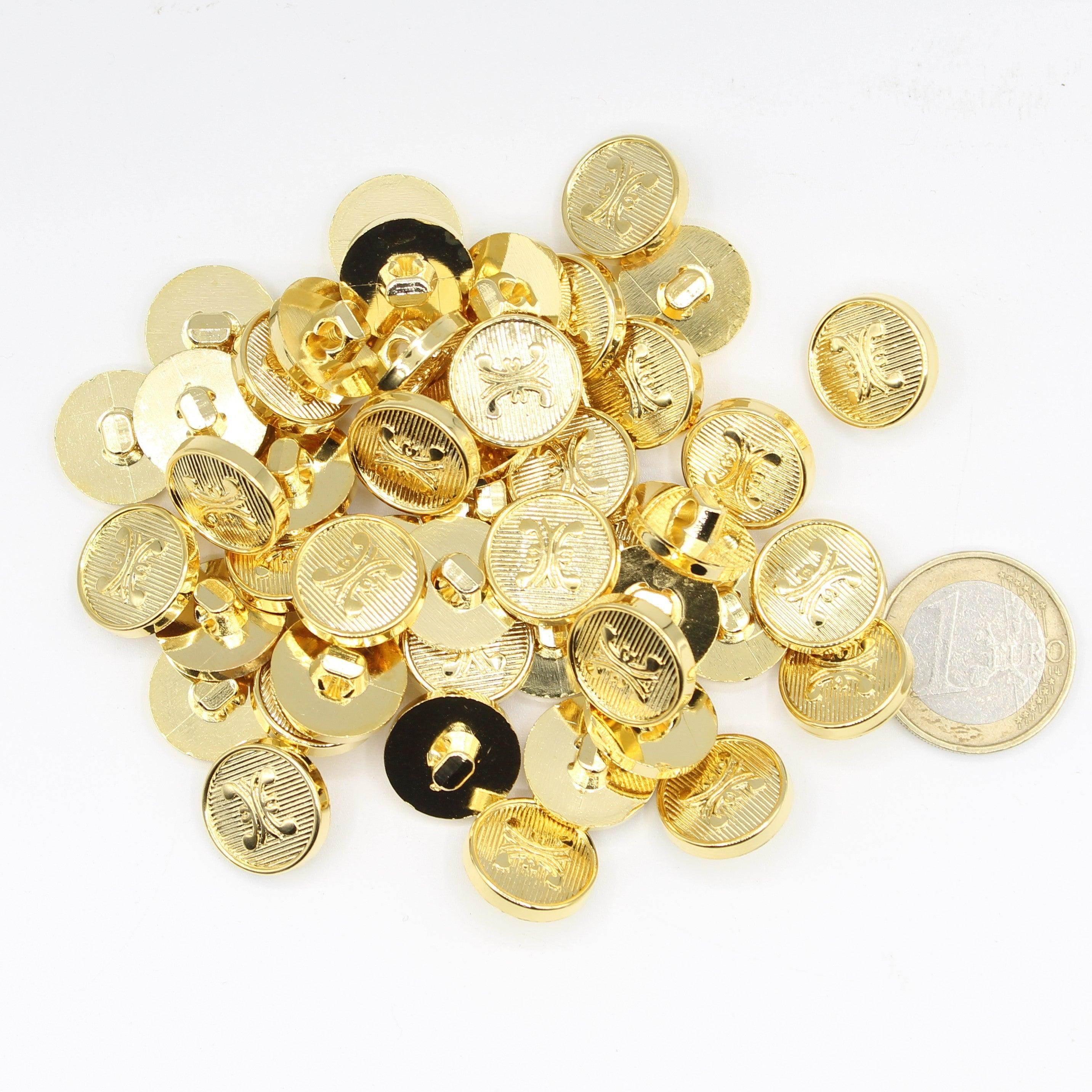 Gold Metal Crest H with lines style Vintage Blazer Buttons #KMQ012 - ACCESSOIRES LEDUC BV