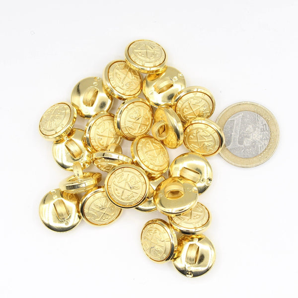 Goldfarbener Wappenknopf aus Metall im Military-Stil Vintage-Blazerknöpfe #KMQ017 - ACCESSOIRES LEDUC