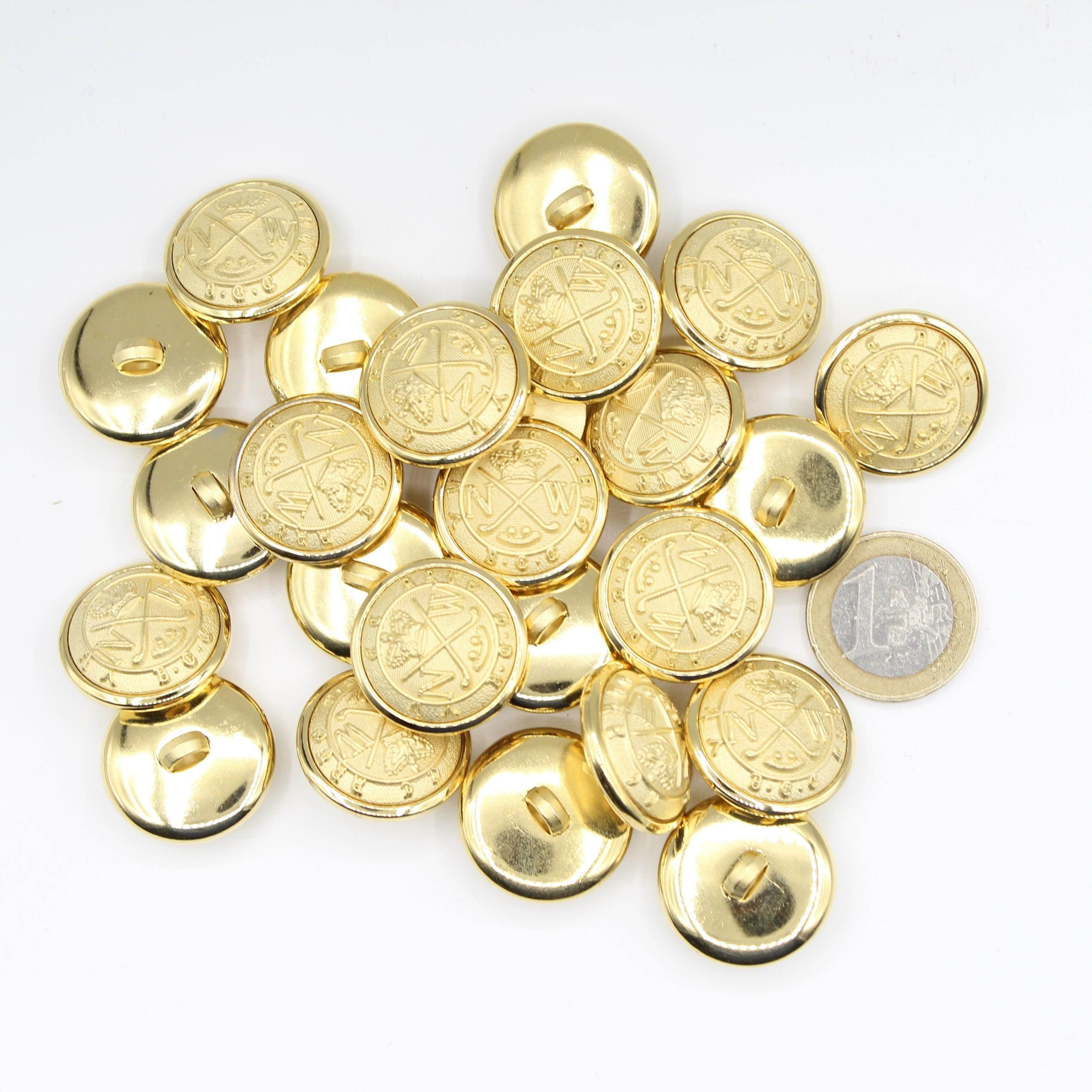 Gold Nylon Metalized Crest Button Military style Vintage Blazer Buttons #KMQ017 - ACCESSOIRES LEDUC BV