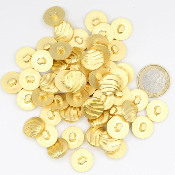 Gold Metal Wave lines style Vintage Blazer Buttons #KMQ028 - ACCESSOIRES LEDUC BV