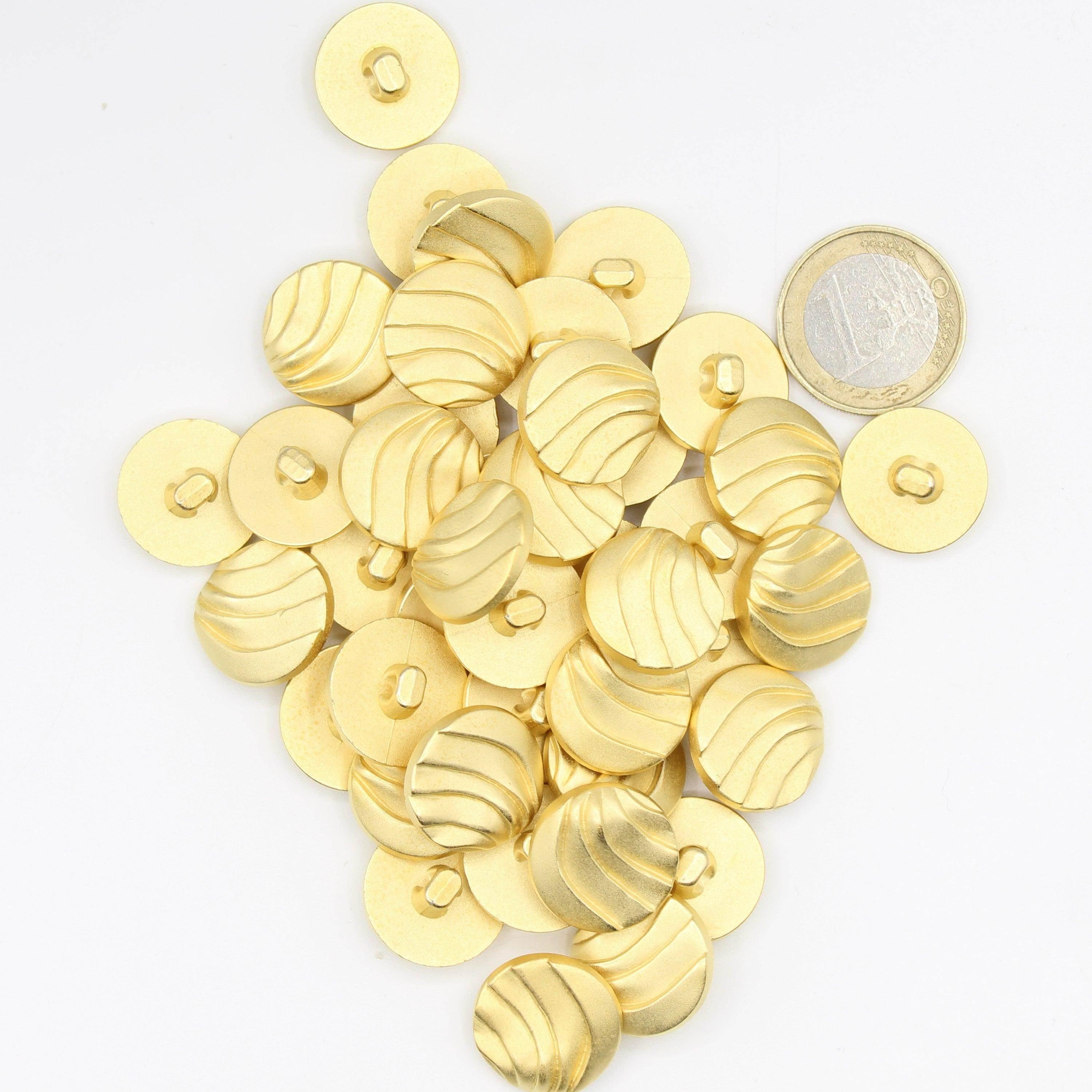 Gold Metal Wave lines style Vintage Blazer Buttons #KMQ028 - ACCESSOIRES LEDUC BV