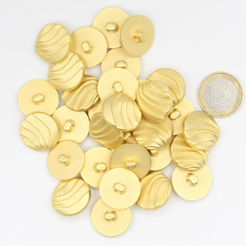 Gold Metal Wave lines style Vintage Blazer Buttons #KMQ028 - ACCESSOIRES LEDUC