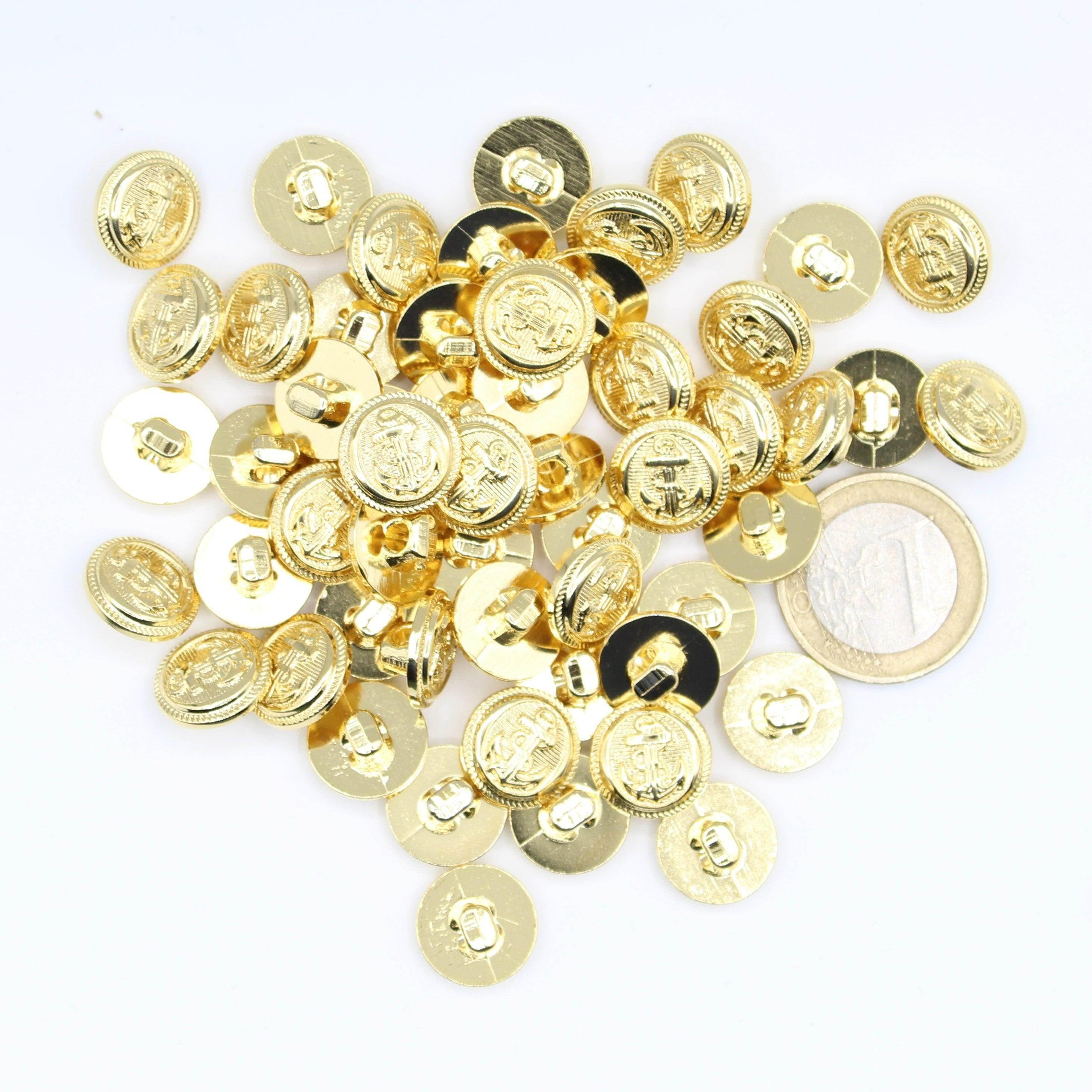Gold Metal Crest Anchor Navy style Vintage Blazer Buttons #KMQ041 - ACCESSOIRES LEDUC BV