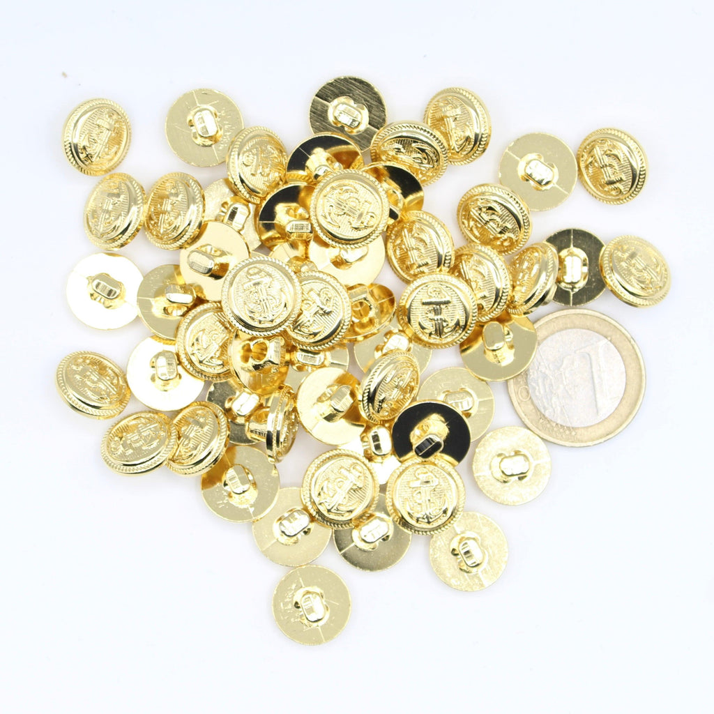 Gold Metal Crest Anchor Navy style Vintage Blazer Buttons #KMQ041 - ACCESSOIRES LEDUC