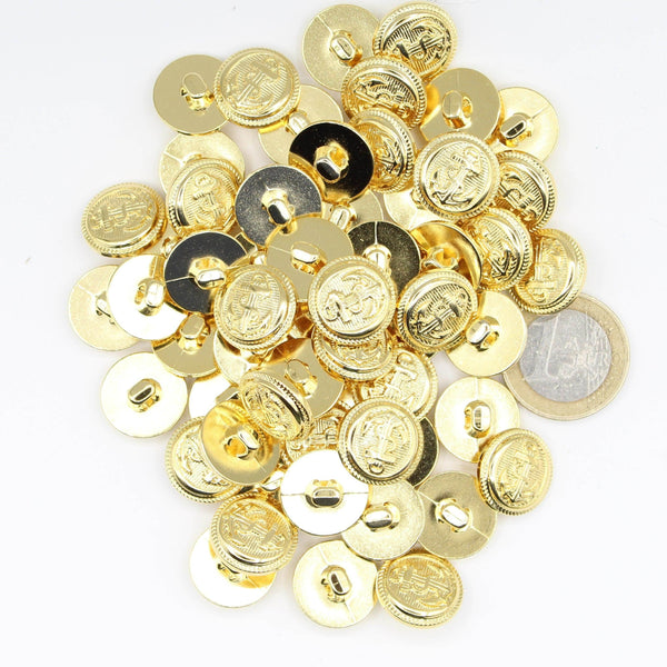 Gold Metal Crest Anchor Navy style Vintage Blazer Buttons #KMQ041 - ACCESSOIRES LEDUC BV
