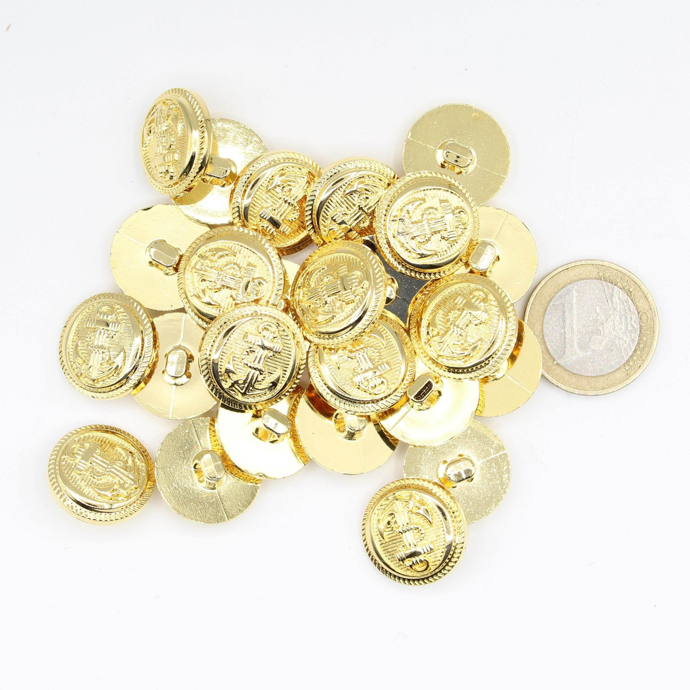Gold Metal Crest Anchor Navy style Vintage Blazer Buttons #KMQ041 - ACCESSOIRES LEDUC BV