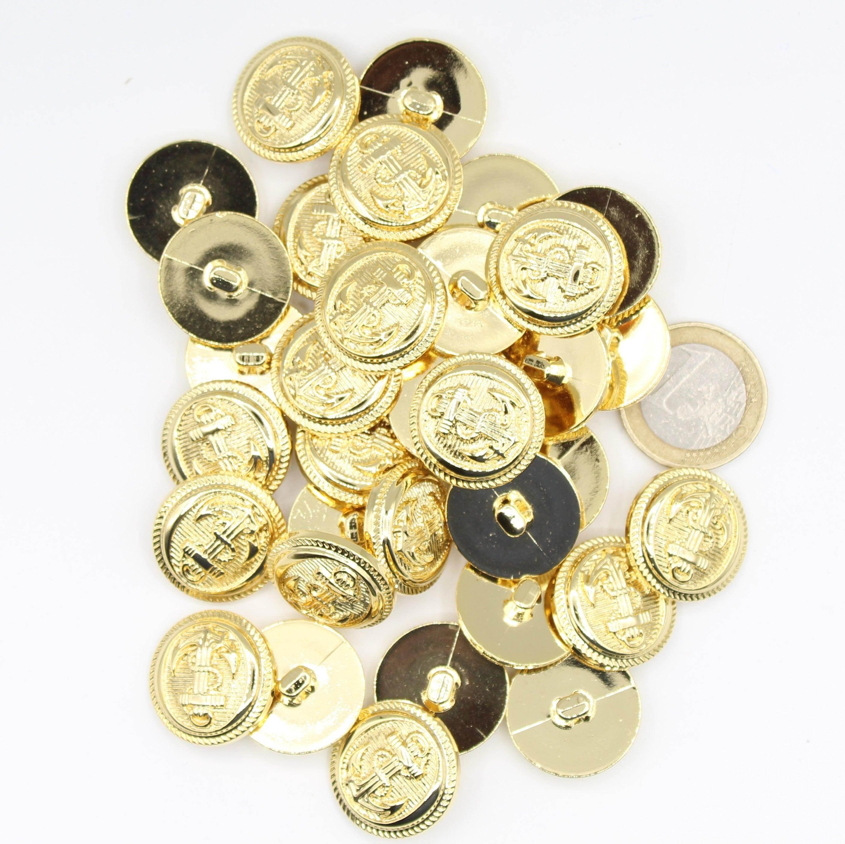 Gold Metal Crest Anchor Navy style Vintage Blazer Buttons #KMQ041 - ACCESSOIRES LEDUC BV
