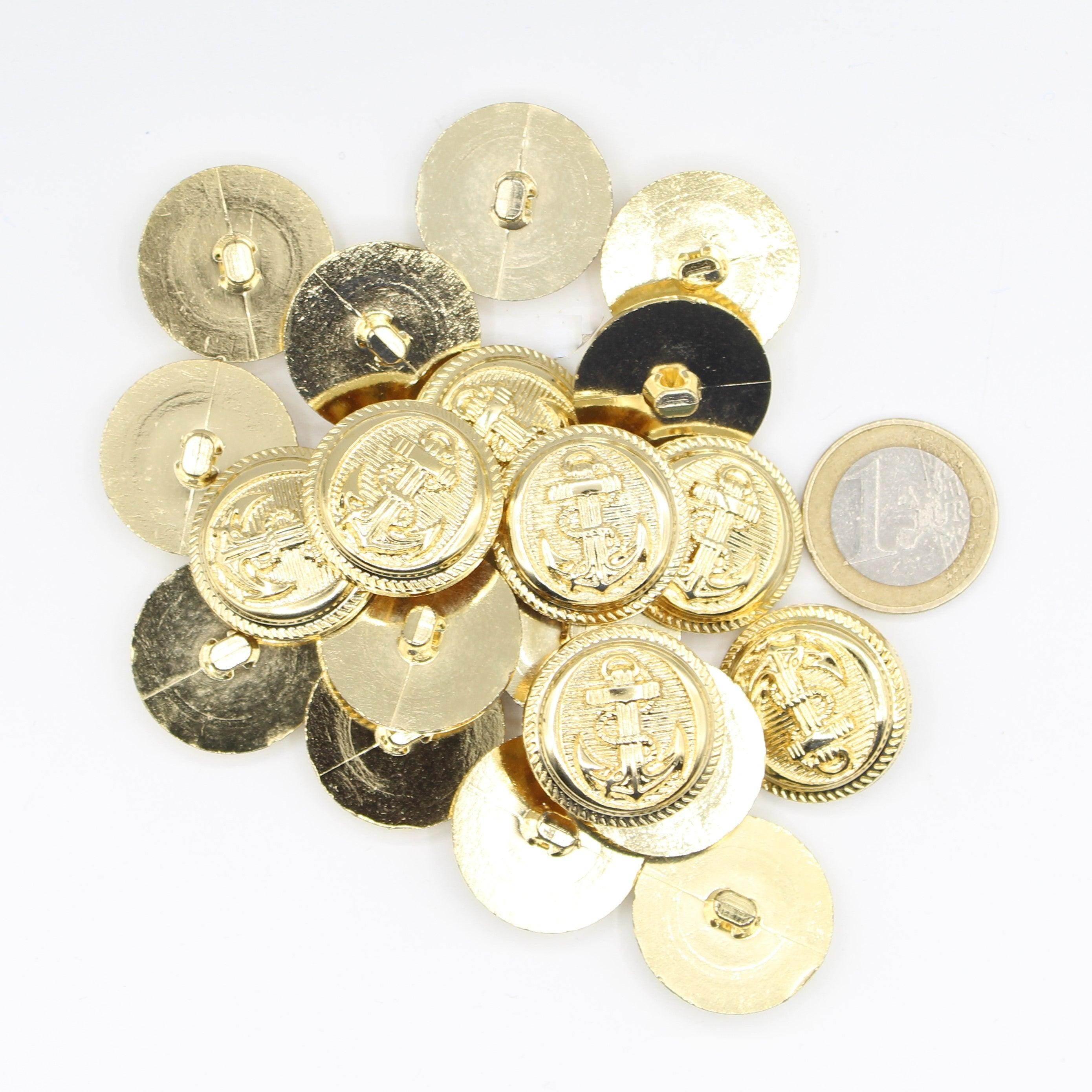 Gold Metal Crest Anchor Navy style Vintage Blazer Buttons #KMQ041 - ACCESSOIRES LEDUC BV
