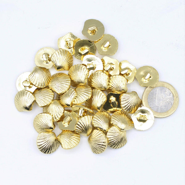 Gold Metal Shell Vintage Blazer Shank Buttons #KMQ042 - ACCESSOIRES LEDUC BV