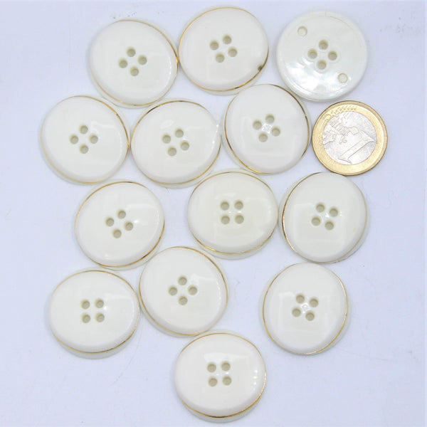 White Blazer Nylon Button With Gold outline 4 holes #KN44000 - ACCESSOIRES LEDUC BV