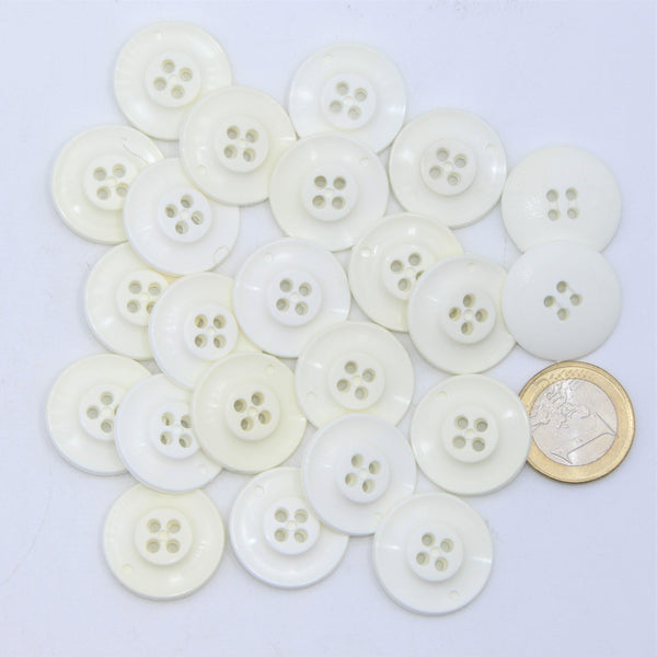 White Jacket Nylon 4 holes  Button #KN44001 - ACCESSOIRES LEDUC
