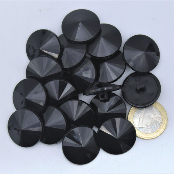 Reflective Black Cone Nylon Shank Button #KNQ4002 - ACCESSOIRES LEDUC