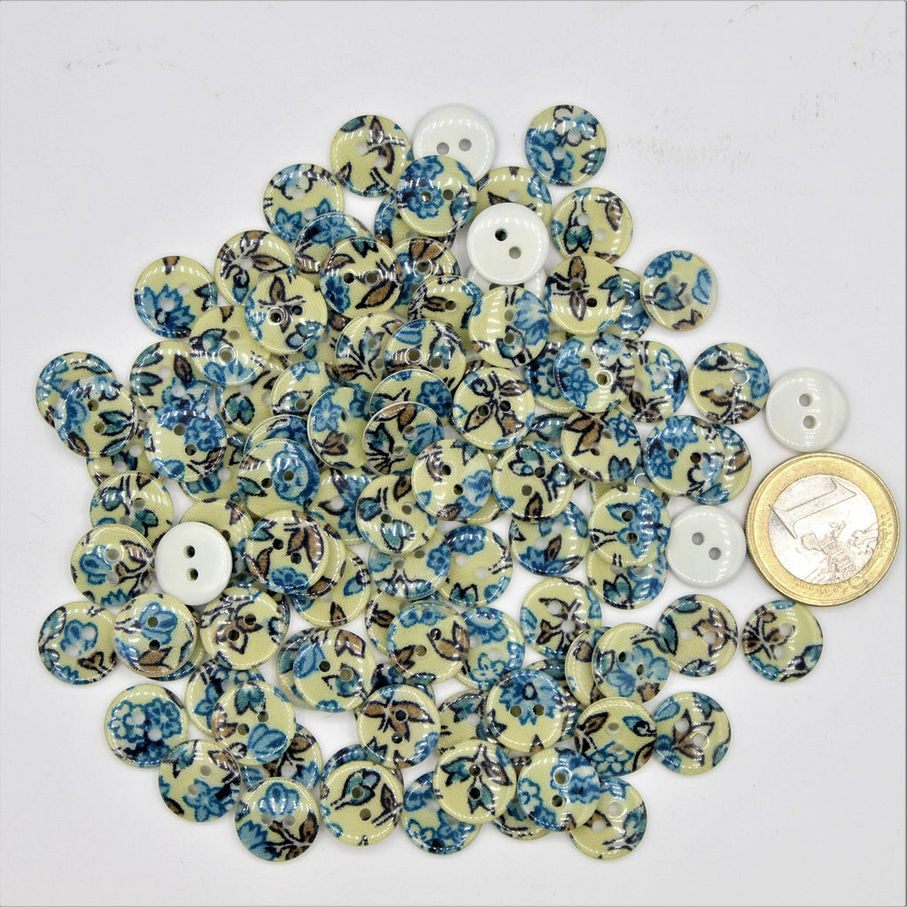 Bouton fleur polyester bleu clair 2 trous #KP24001 - ACCESSOIRES LEDUC