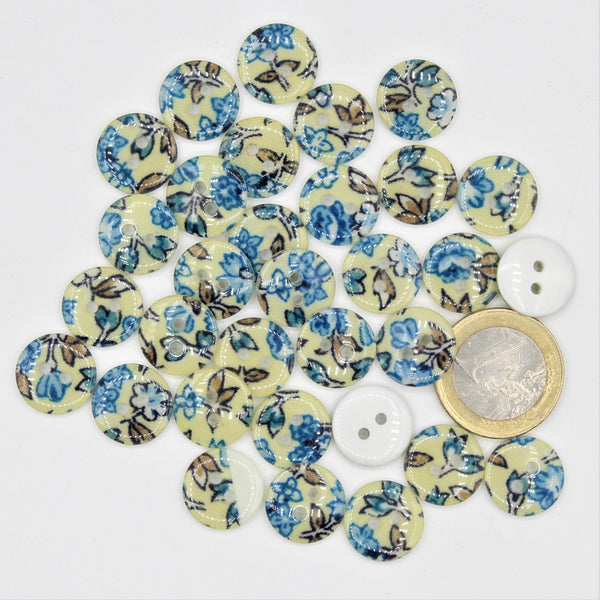 Polyester Light blue Flower Button 2 holes  #KP24001 - ACCESSOIRES LEDUC