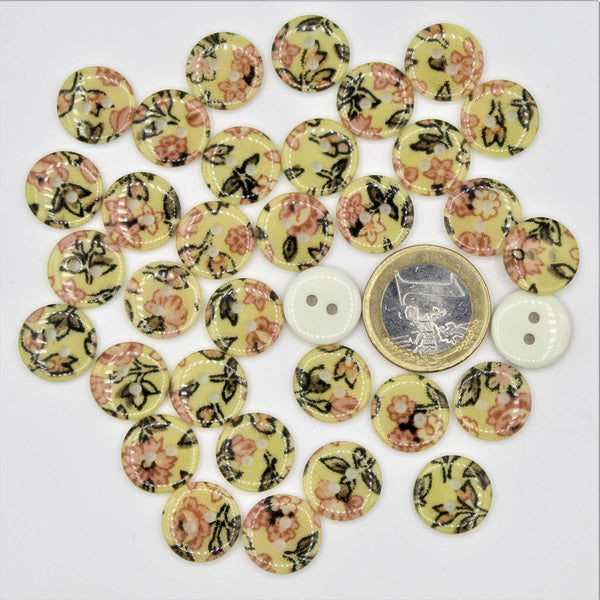 Polyester Pink Flower Button 2 holes #KP24002 - ACCESSOIRES LEDUC BV