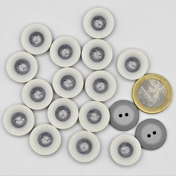 Polyester Light Grey Button  2 Holes #KP24003 - ACCESSOIRES LEDUC