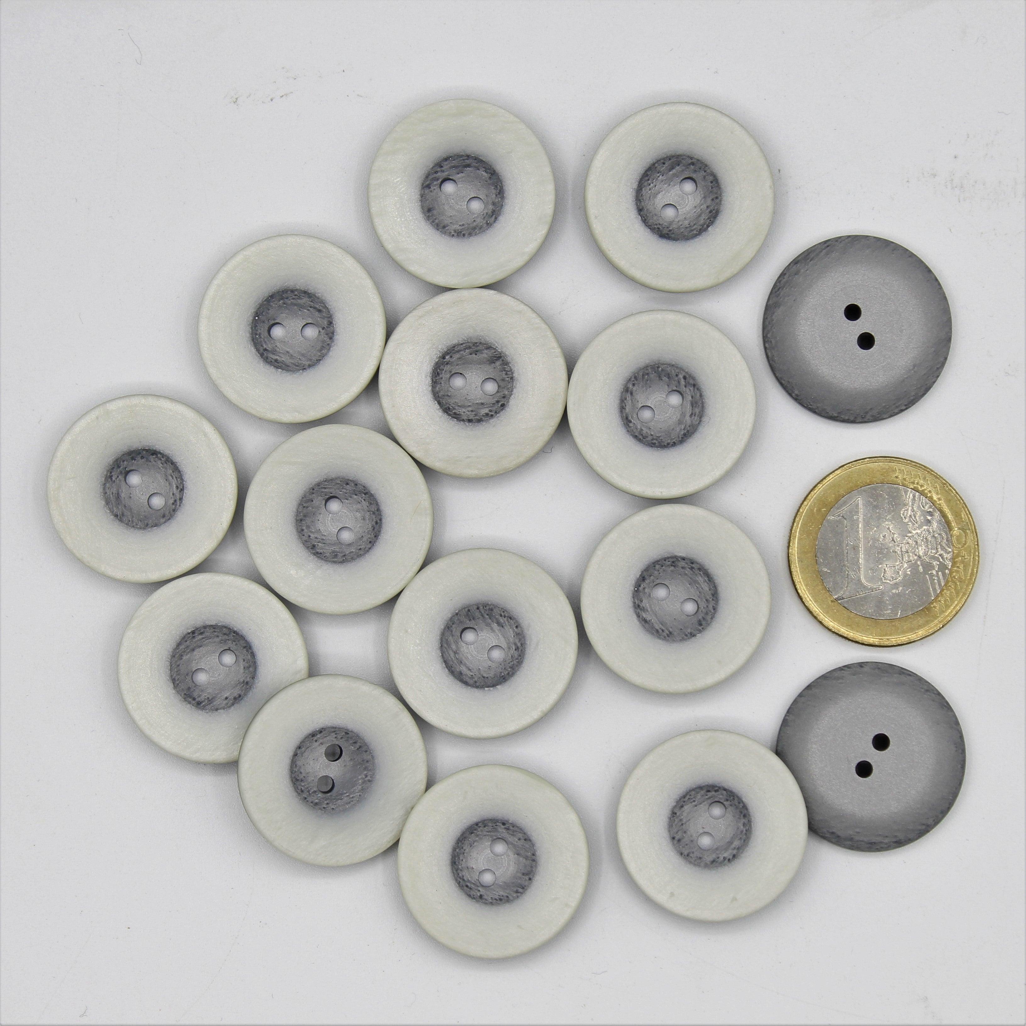 Polyester Light Grey Button  2 Holes #KP24003 - ACCESSOIRES LEDUC