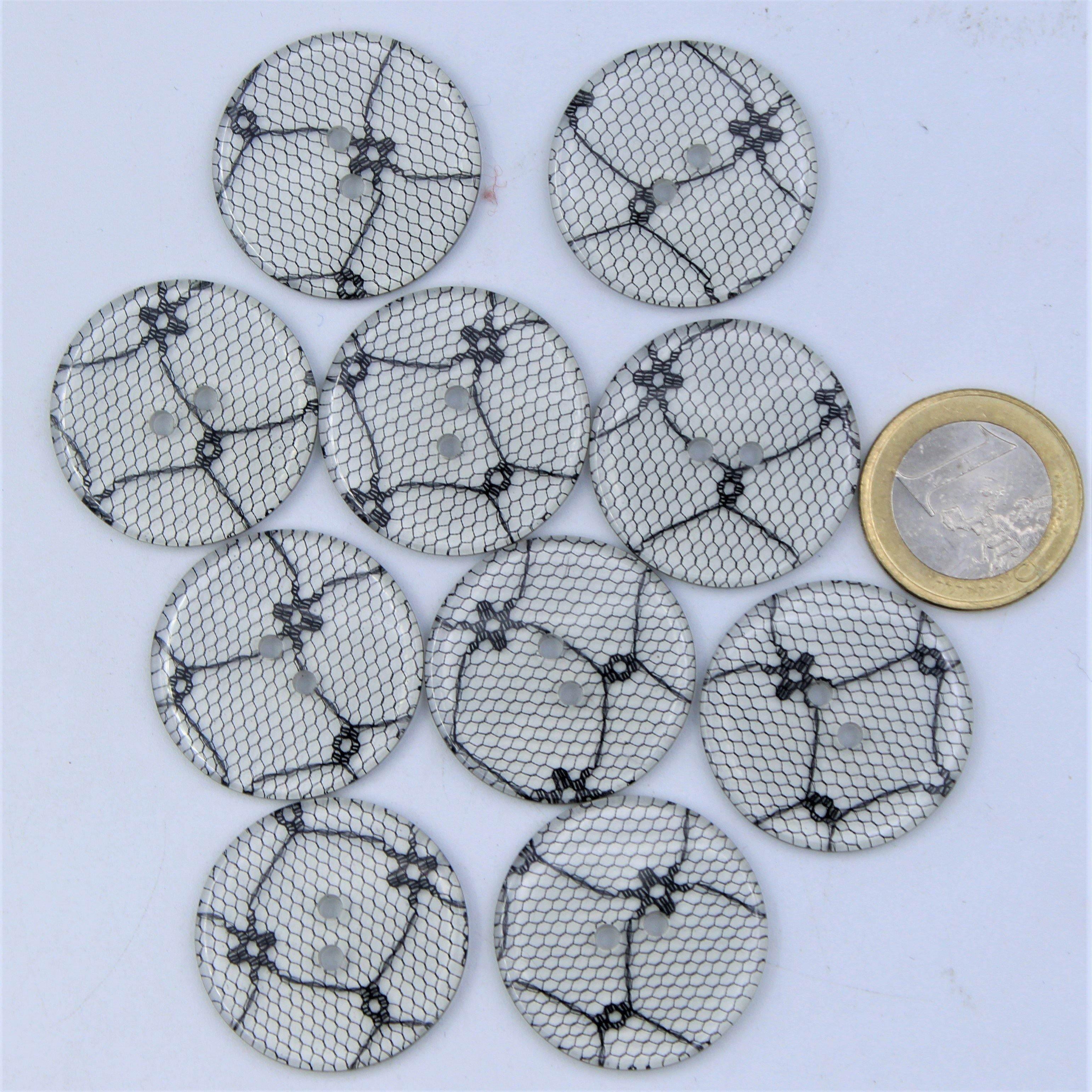 Polyester Transparent Black Lace Button 2 holes #KP24005 - ACCESSOIRES LEDUC BV
