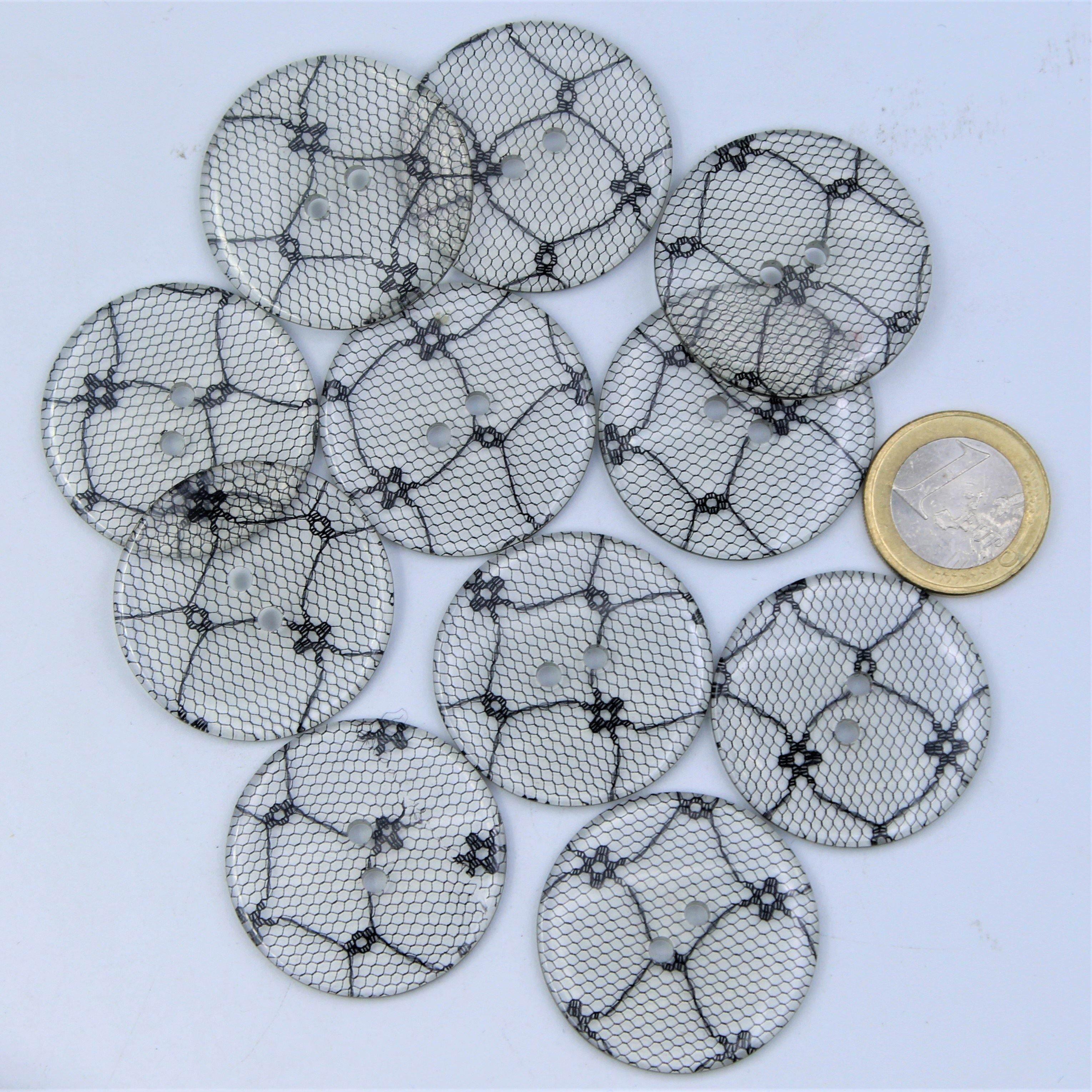 Polyester Transparent Black Lace Button 2 holes #KP24005 - ACCESSOIRES LEDUC BV