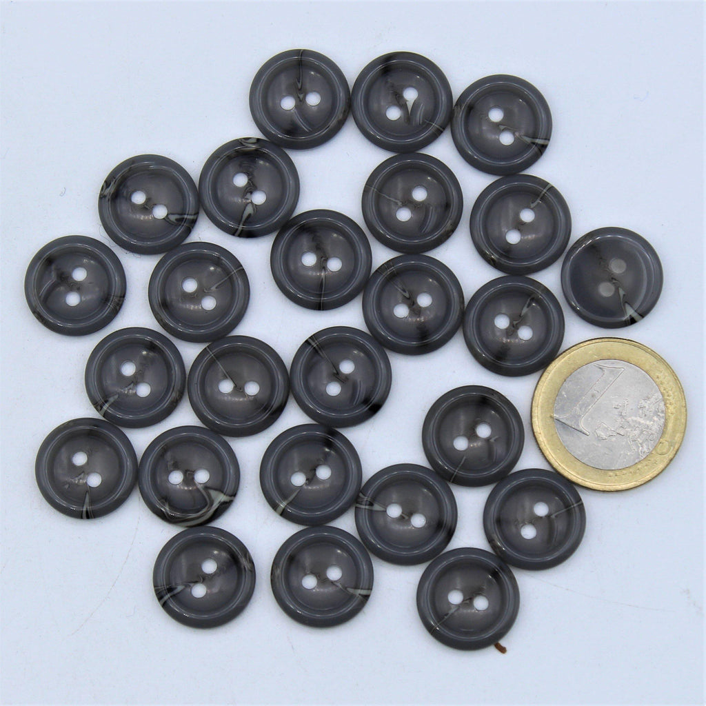 Polyester Grey Stone Vein Button 2 holes  #KP24006 - ACCESSOIRES LEDUC