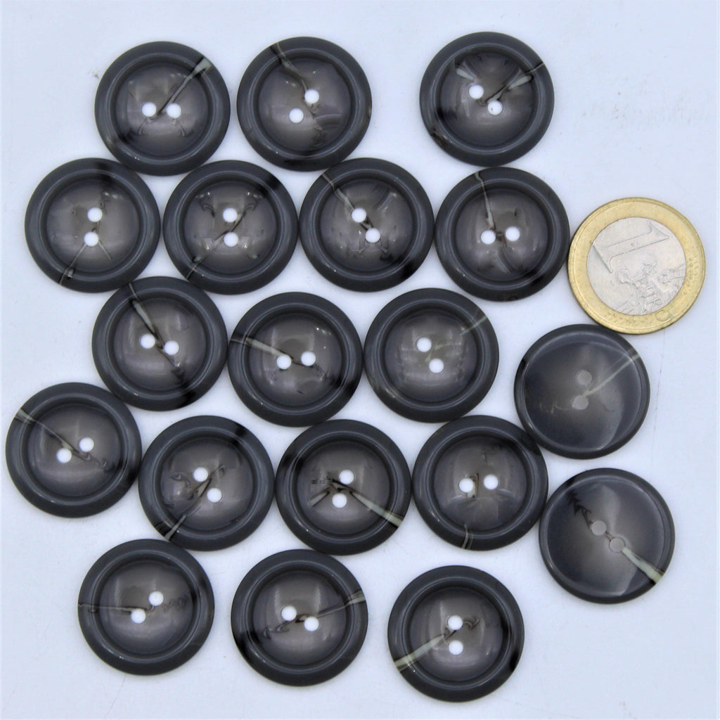 Polyester Grey Stone Vein Button 2 holes  #KP24006 - ACCESSOIRES LEDUC