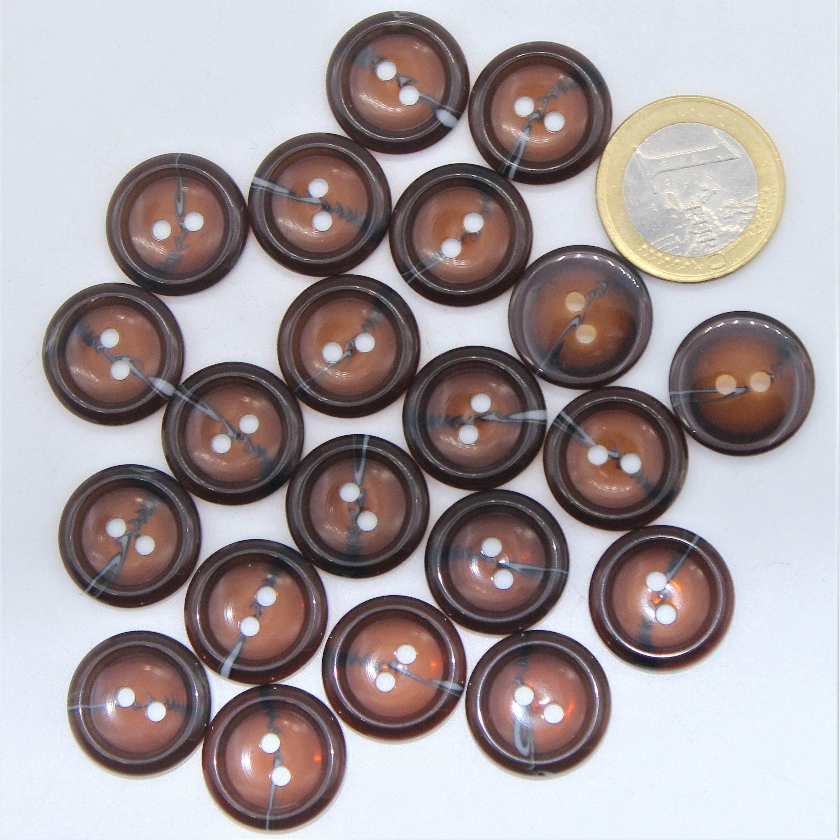 Polyester Clear brown Stone Vein Button 2 holes #KP24007 - ACCESSOIRES LEDUC BV