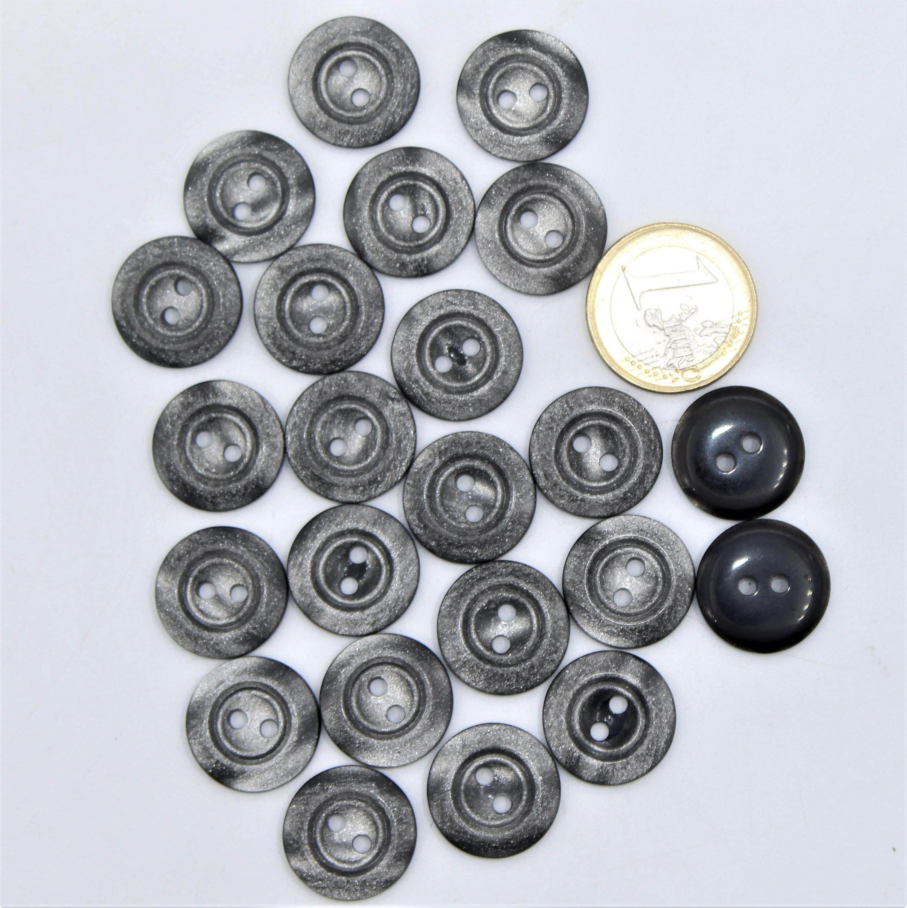Shiny Polyester Grey Stardust 2 holes Button #KP24008 - ACCESSOIRES LEDUC BV