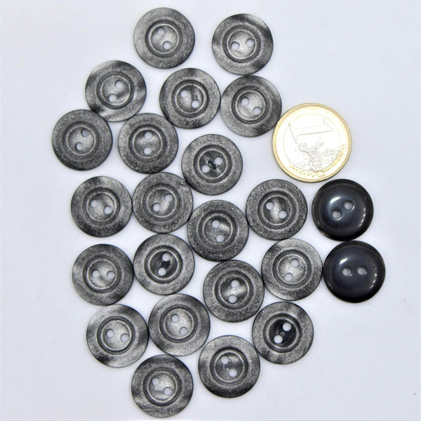 Shiny Polyester Grey Stardust 2 holes Button #KP24008 - ACCESSOIRES LEDUC BV