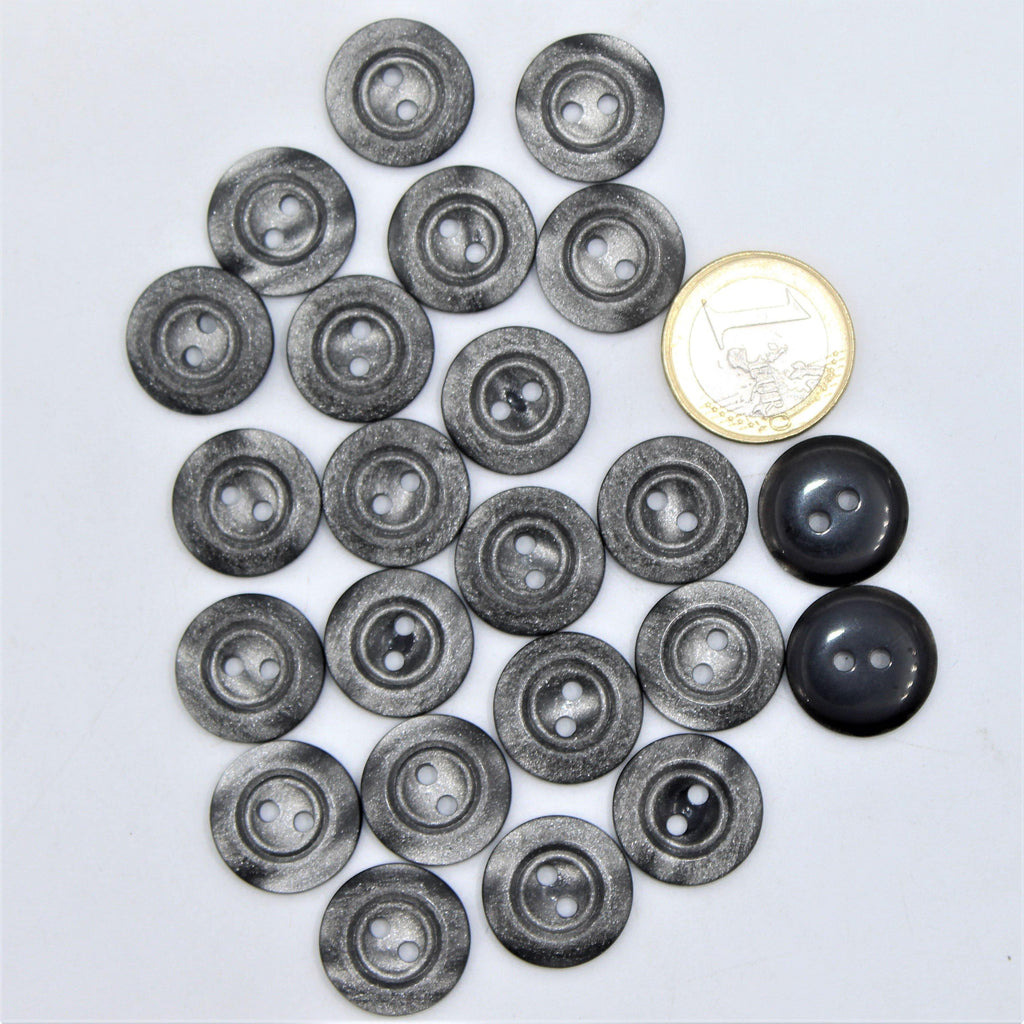 Shiny Polyester  Grey Stardust 2 holes Button #KP24008 - ACCESSOIRES LEDUC