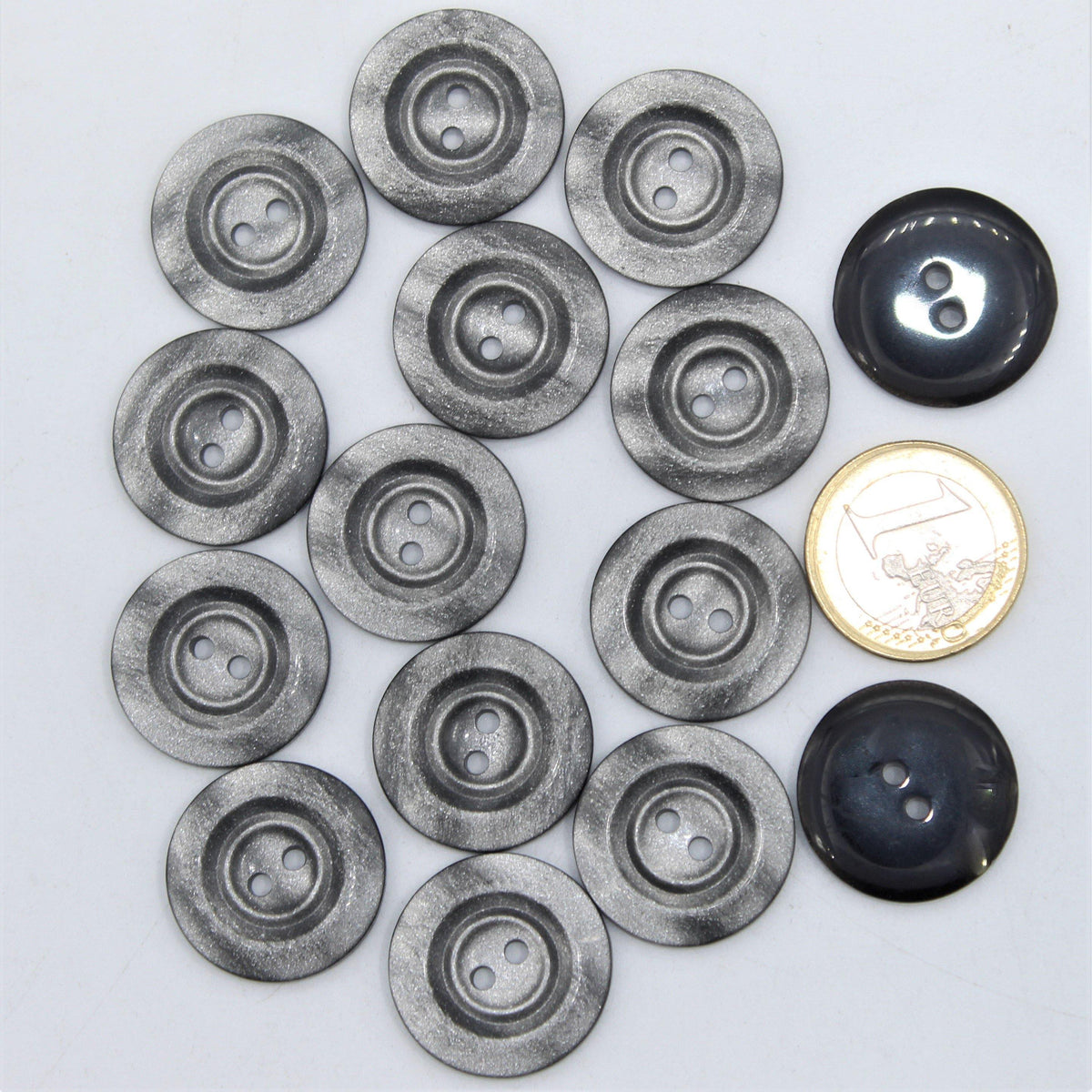 Shiny Polyester  Grey Stardust 2 holes Button #KP24008 - ACCESSOIRES LEDUC