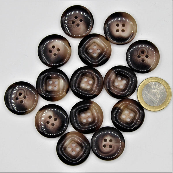 Polyester Marble Button 2 Colors Brown 4 Holes #KP44001 - ACCESSOIRES LEDUC BV