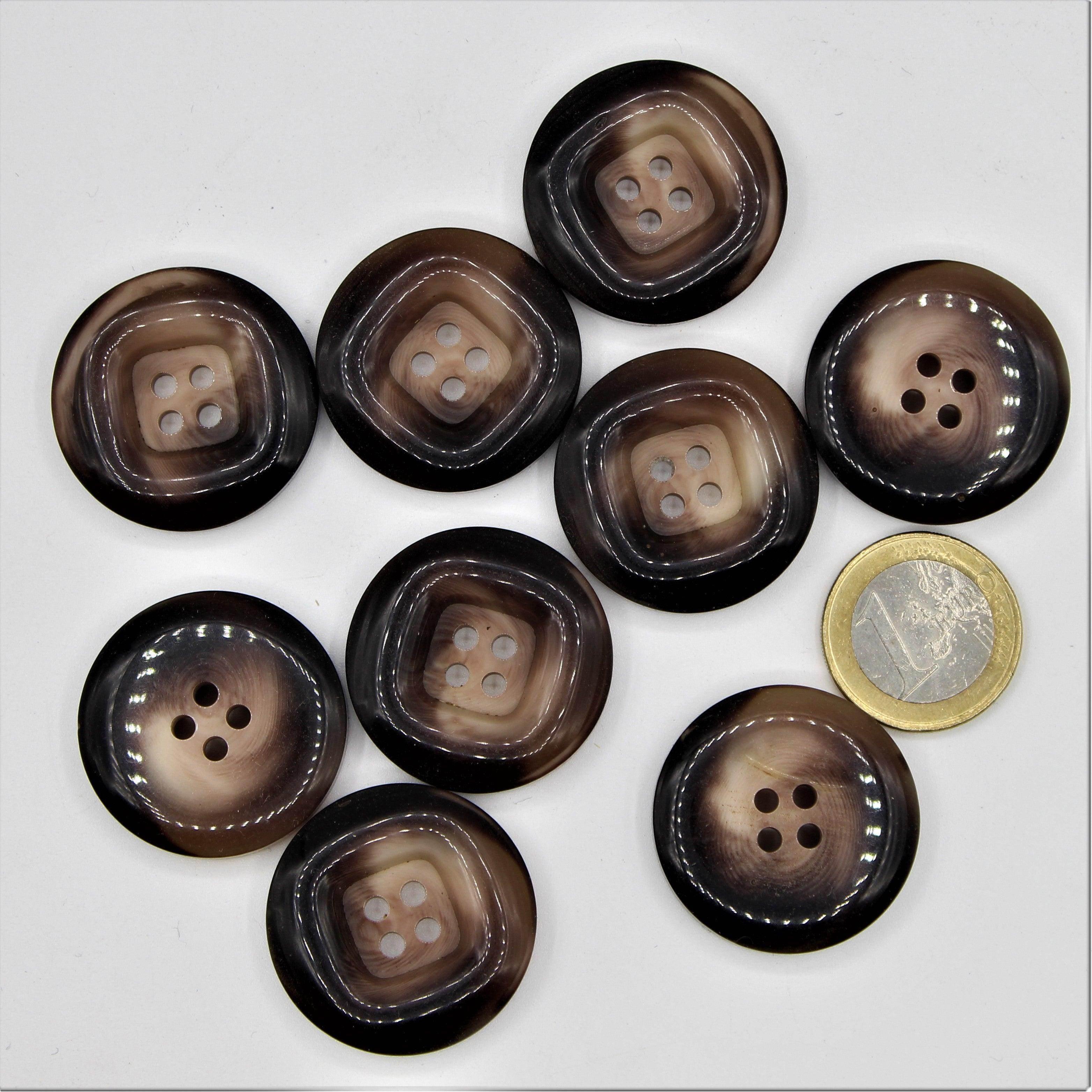 Polyester Marble Button 2 Colors Brown 4 Holes #KP44001 - ACCESSOIRES LEDUC BV