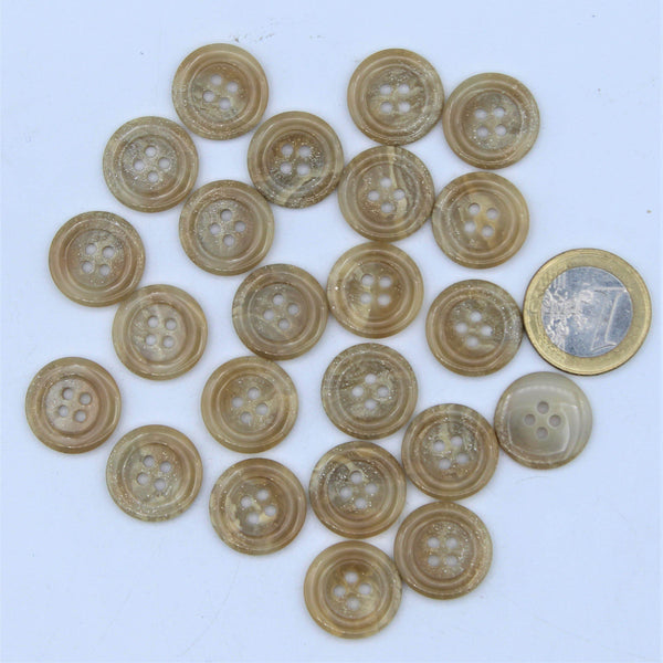 Polyester Light Brown Button 4 holes #KP44004 - ACCESSOIRES LEDUC BV