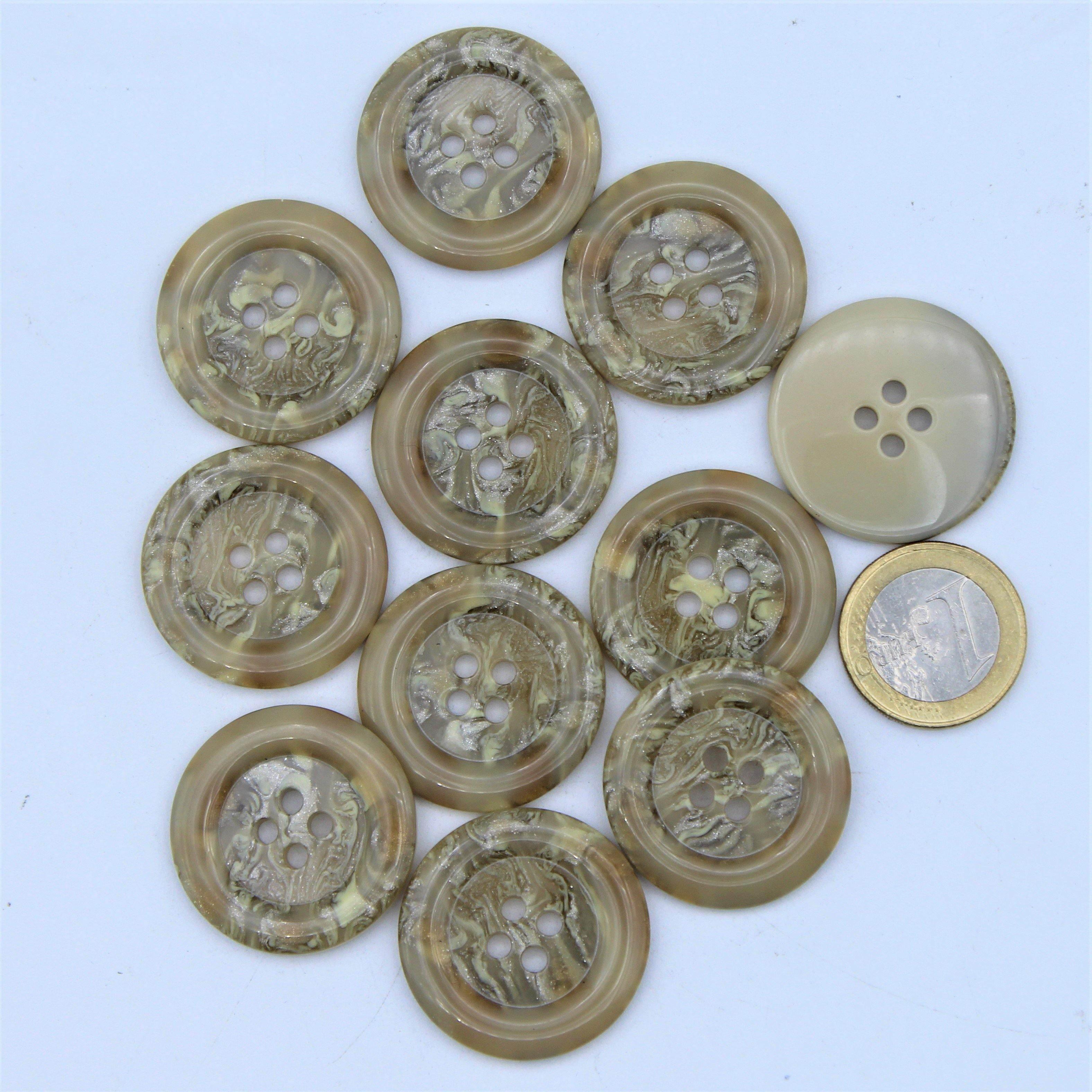 Polyester Light Brown Button 4 holes #KP44004 - ACCESSOIRES LEDUC BV