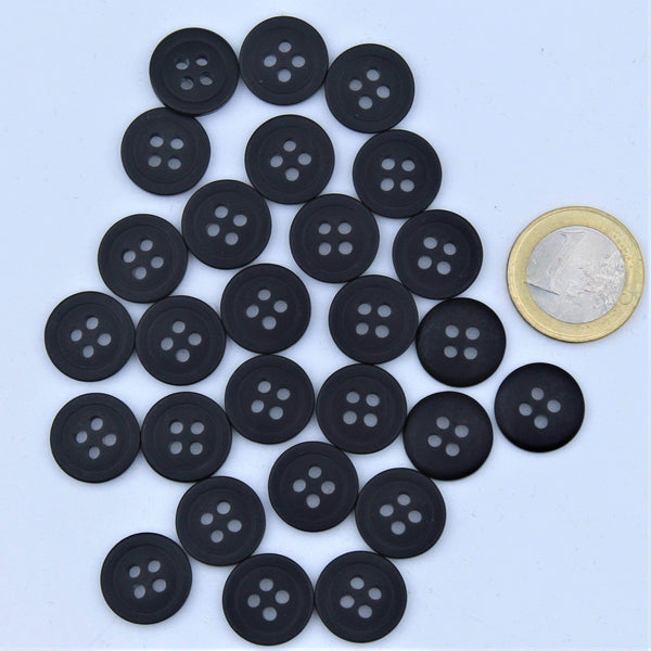 Polyester Classic Black Button #KP44005 - ACCESSOIRES LEDUC BV