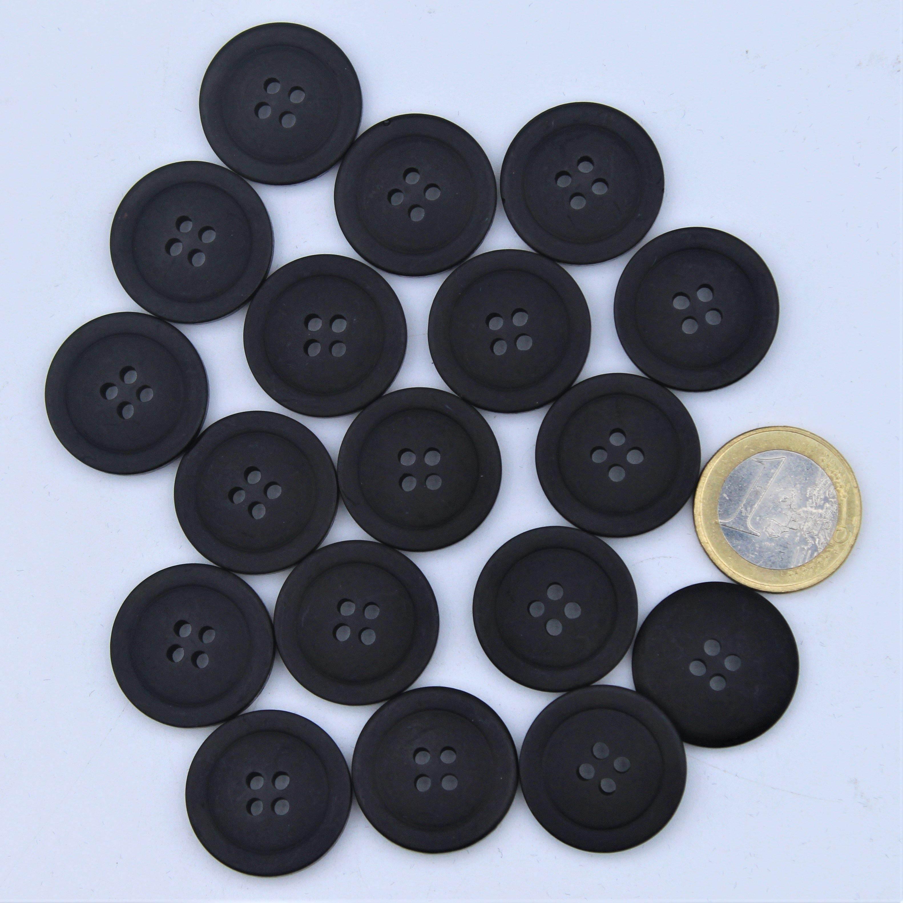 Polyester Classic Black Button #KP44005 - ACCESSOIRES LEDUC BV