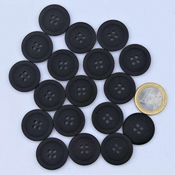 Polyester Classic Black Button #KP44005 - ACCESSOIRES LEDUC BV
