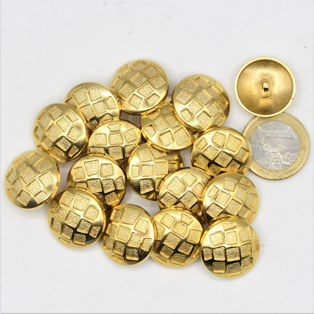 Gold  Zamak Vintage English Blazer Shank Button #KZQ4000 - ACCESSOIRES LEDUC