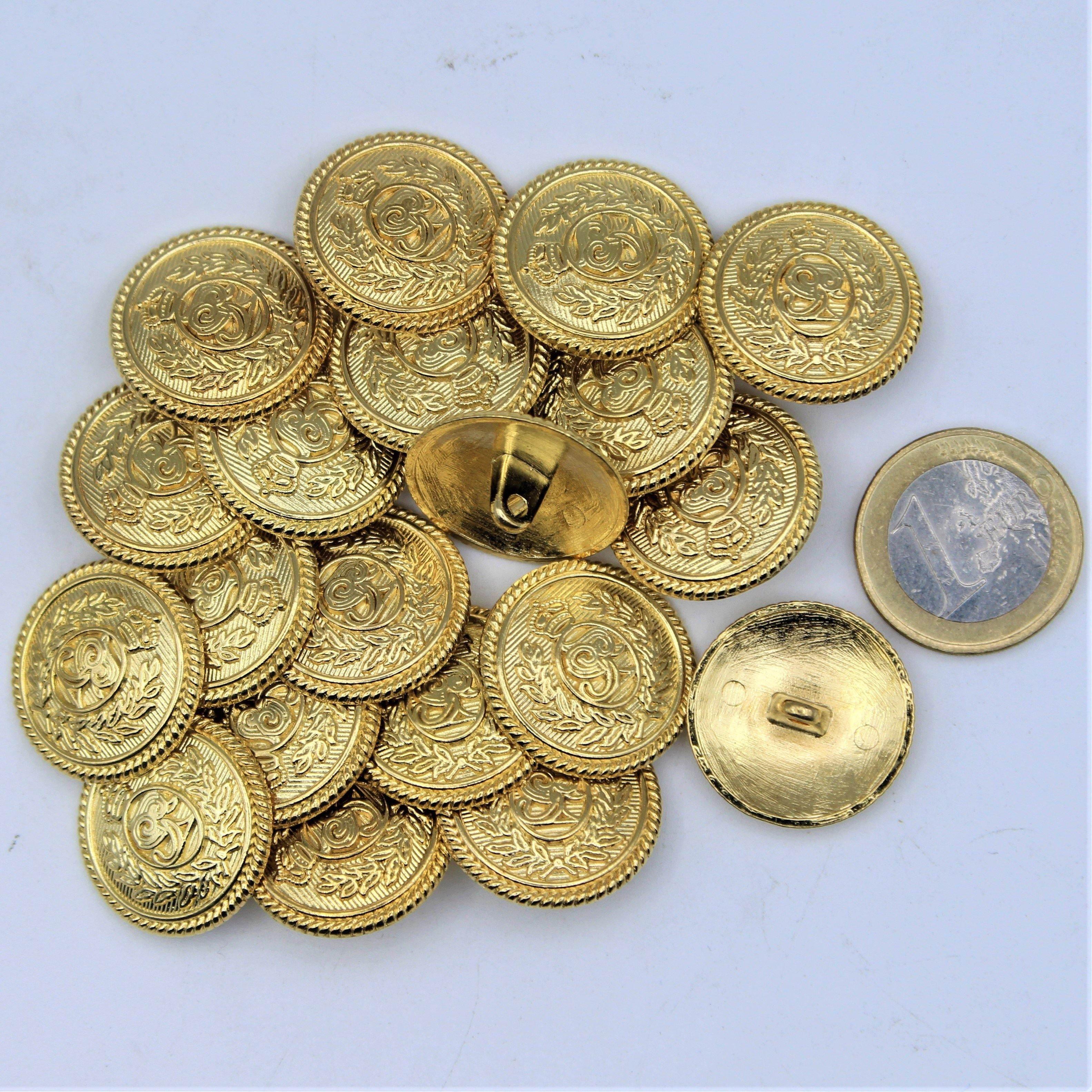 Old Military Gold Zamak Shank Button #KZQ4001 - ACCESSOIRES LEDUC BV