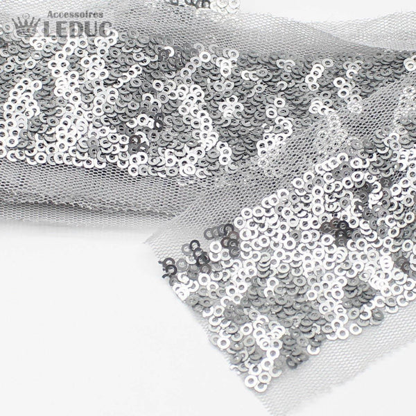 1 meter PAS1191 - 55MM sequin trim silver - ACCESSOIRES LEDUC BV