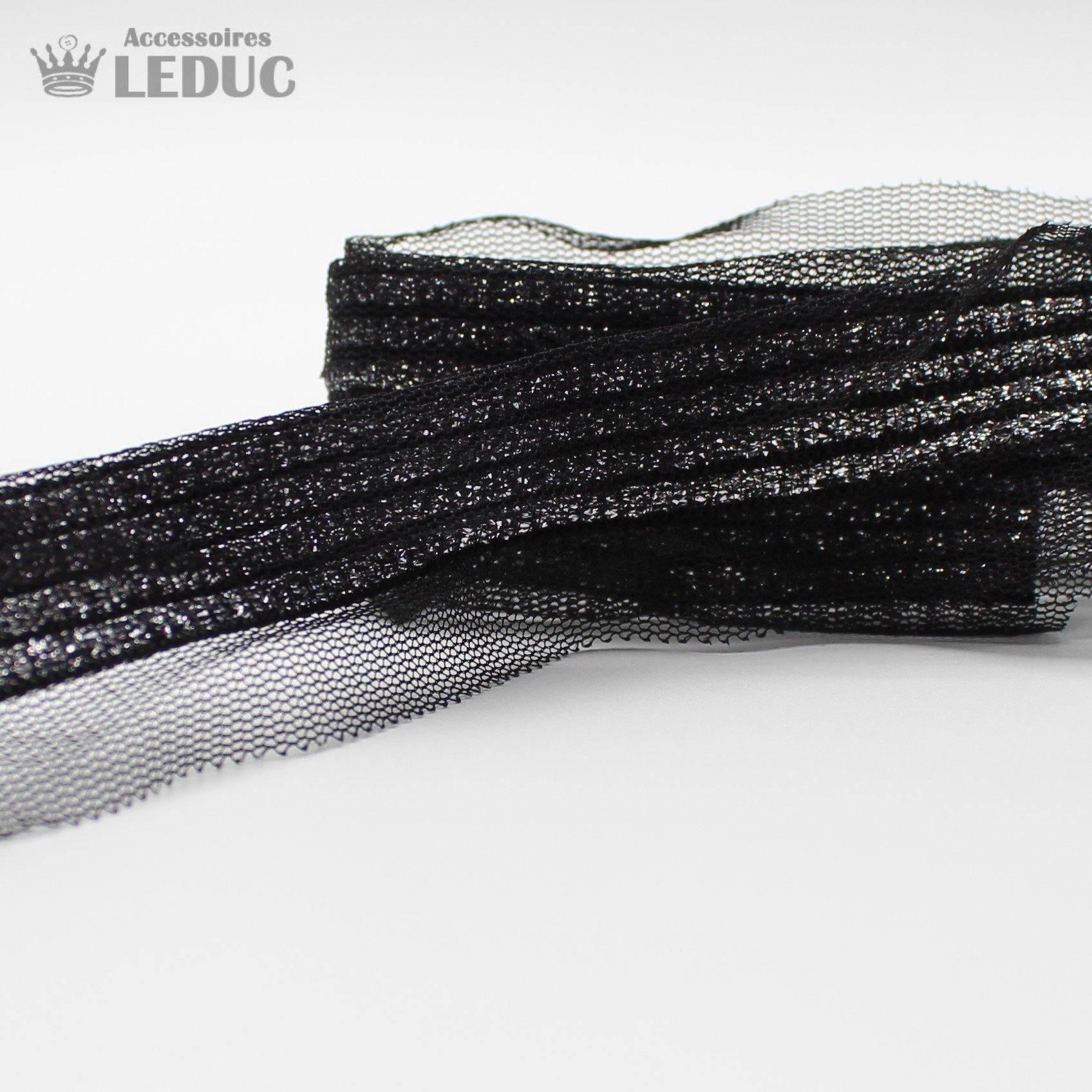 1 meter PAS1555 - 35MM Black Mesh with Silver Trim - ACCESSOIRES LEDUC BV