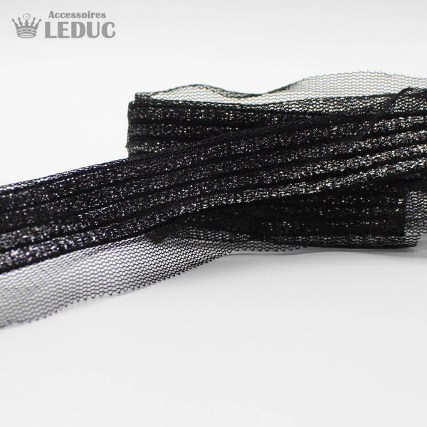 1 meter PAS1555 - 35MM Black Mesh with Silver Trim - ACCESSOIRES LEDUC BV