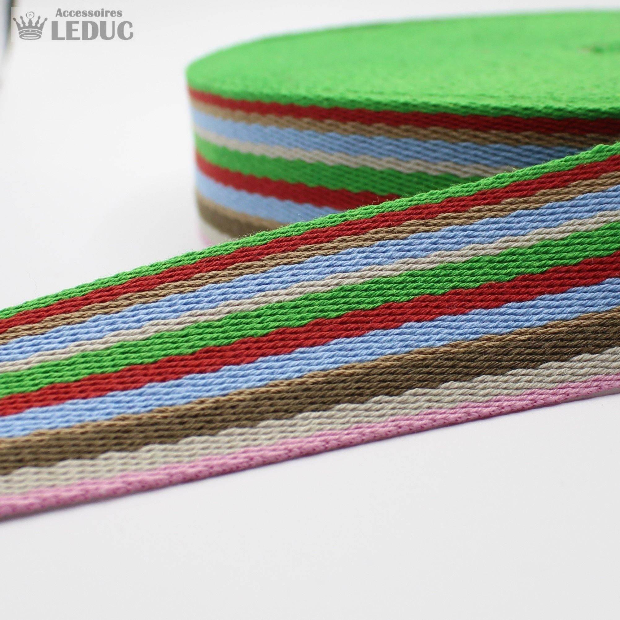 5 meters Multi - Striped Webbing 40mm #RUB1912 - ACCESSOIRES LEDUC BV