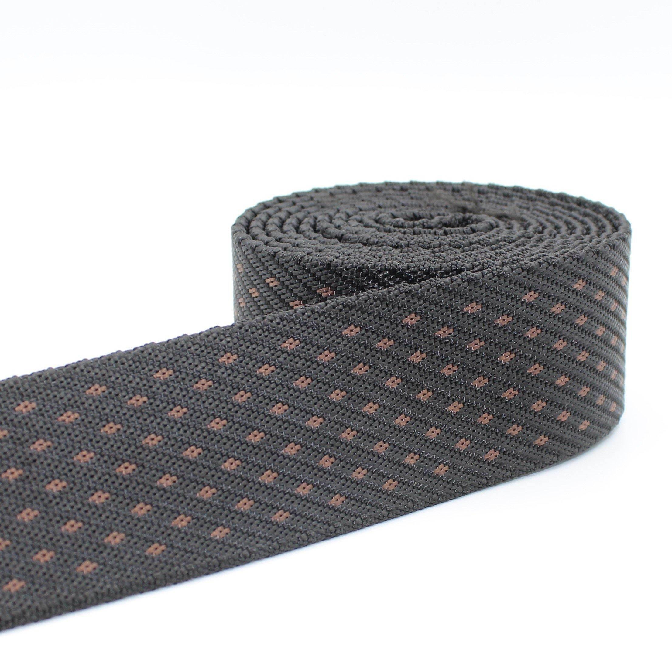 5 meters Shiny Webbing w Lurex Dots 38mm #RUB1929 - ACCESSOIRES LEDUC BV