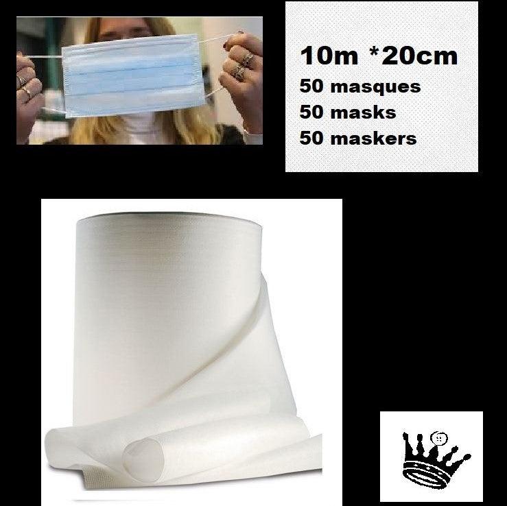 Non woven fabric for 50 masks white, width *20cm* - length 10 m - ACCESSOIRES LEDUC