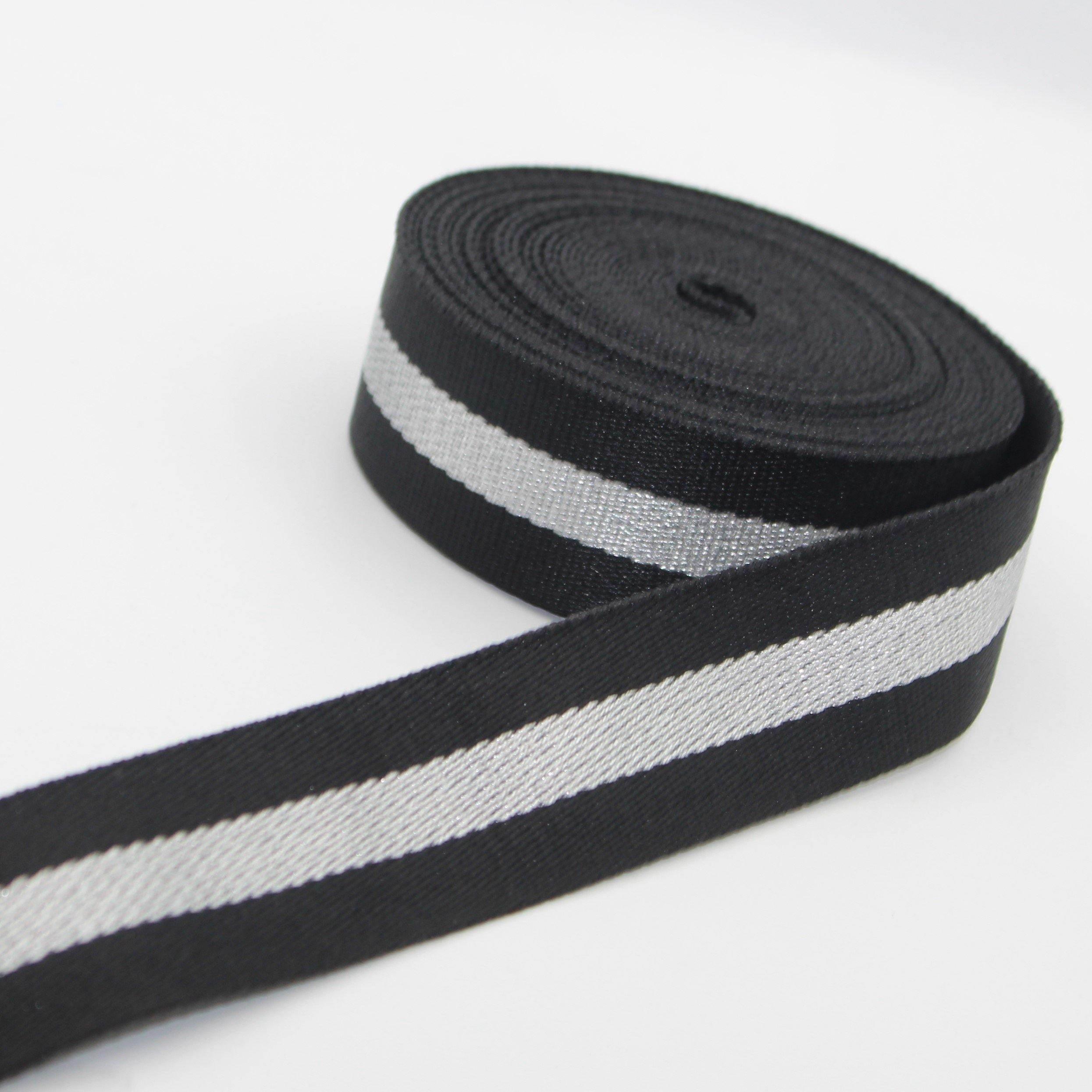 Black + Lurex 5 meters 38mm Webbing #RUB1971 - ACCESSOIRES LEDUC BV